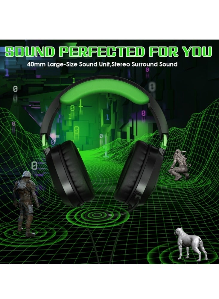كوشن إيتش G3100 Gaming Headset - Jack 3.5mm Wired with Fillable Noise reduction Microphone ,Multi Rotation Ear-Cups for PS5 - PS4 / PC / Mobile Laptop Tablet | Green  - Image 4