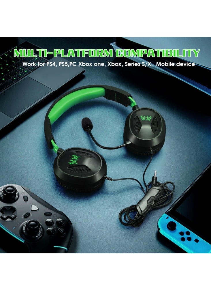 كوشن إيتش G3100 Gaming Headset - Jack 3.5mm Wired with Fillable Noise reduction Microphone ,Multi Rotation Ear-Cups for PS5 - PS4 / PC / Mobile Laptop Tablet | Green  - Image 3