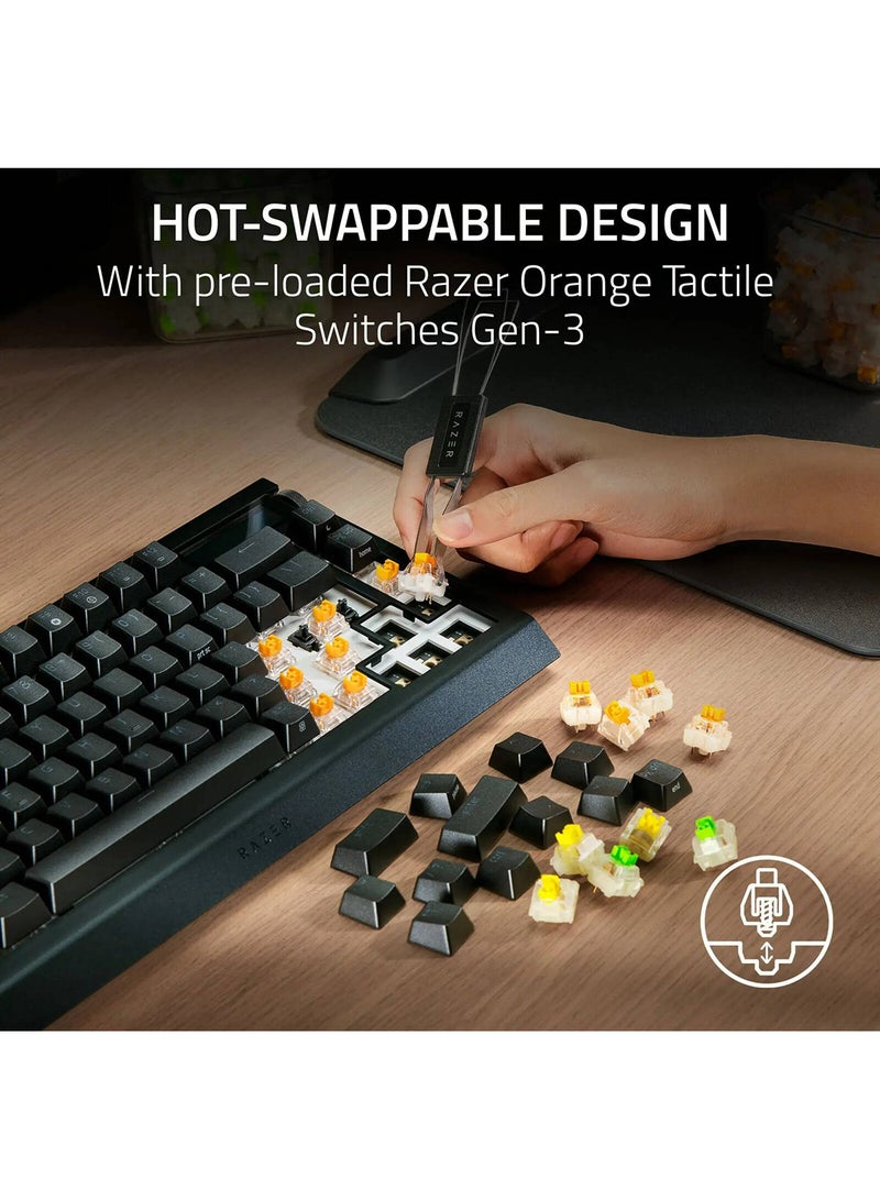 RAZER BlackWidow V4 PRO 75% Mechanical Gaming Keyboard, Orange Tactile Mechanical Switch Gen-3, Command Dial, English US Layout, Detachable Type-C Cable, Black - Image 5