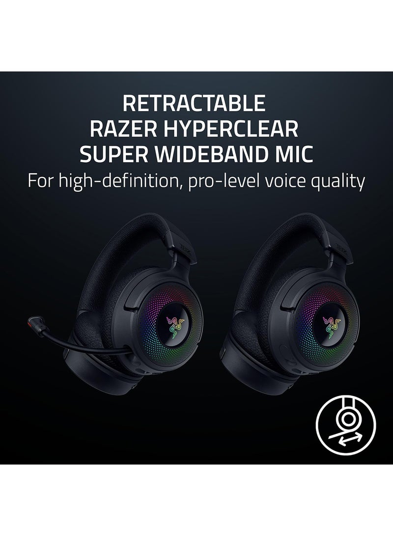 RAZER Kraken V4 Wireless Gaming Headset: 2.4GHz, Bluetooth, USB - Wideband Mic - Quick Volume Adjust - 9 Zone RGB Lighting - for PC, Mac, PS5, Nintendo Switch, Steam Deck, Smartphone - Black  - Image 5