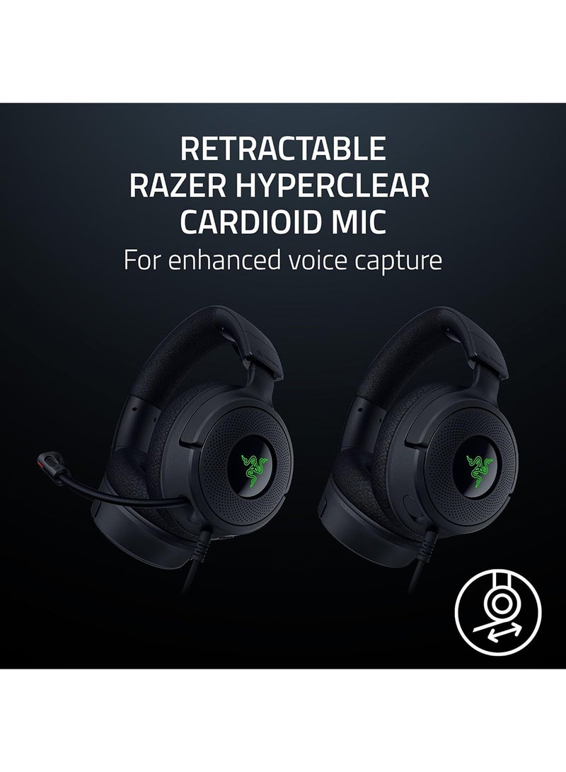 RAZER Kraken V4 X Wired Gaming Headset: Cardioid Mic - Memory Foam Cushions - Chroma RGB Lighting - Type C & Type A Cable - for PC, Mac, PS5, Nintendo Switch, Steam Deck, Smartphone - Black  - Image 4
