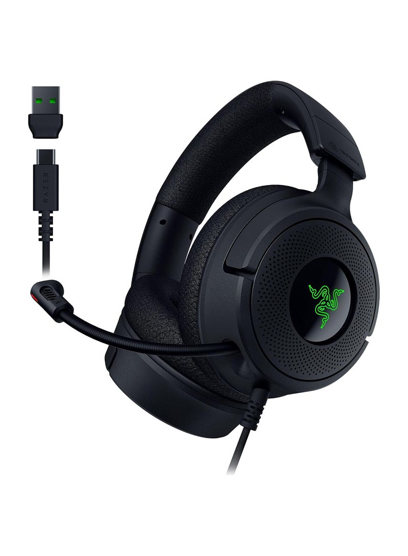 RAZER Kraken V4 X Wired Gaming Headset: Cardioid Mic - Memory Foam Cushions - Chroma RGB Lighting - Type C & Type A Cable - for PC, Mac, PS5, Nintendo Switch, Steam Deck, Smartphone - Black  - Image 1