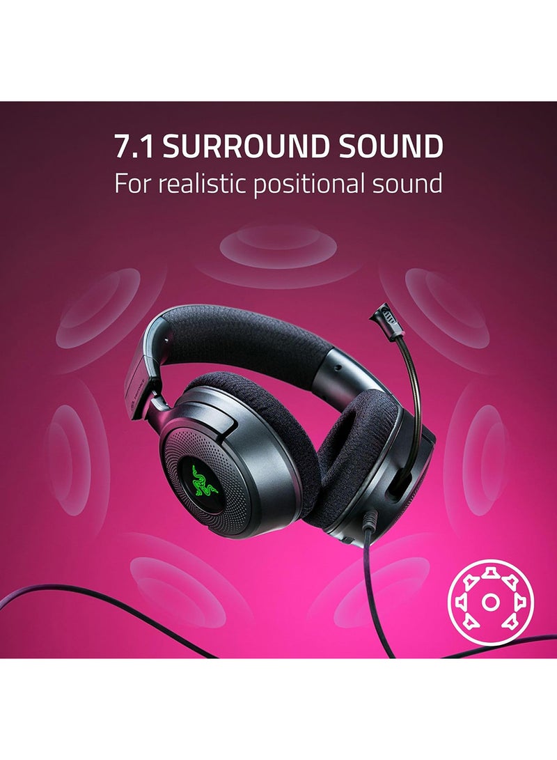 RAZER Kraken V4 X Wired Gaming Headset: Cardioid Mic - Memory Foam Cushions - Chroma RGB Lighting - Type C & Type A Cable - for PC, Mac, PS5, Nintendo Switch, Steam Deck, Smartphone - Black  - Image 5