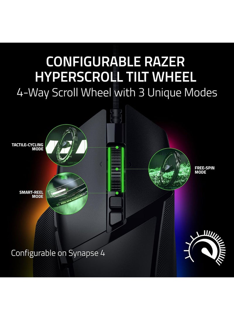 RAZER - Basilisk V3 35K Wired Ergonomic Gaming Mouse : HyperScroll Tilt Wheel - 35K DPI Optical Sensor Gen 2-13 Customizable Controls - Chroma RGB - Optical Switches Gen 3 - Speedflex Cable - Black - Image 1
