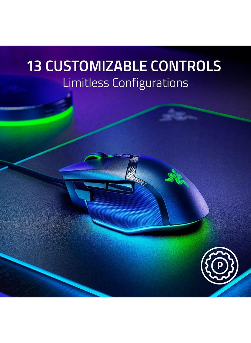 RAZER - Basilisk V3 35K Wired Ergonomic Gaming Mouse : HyperScroll Tilt Wheel - 35K DPI Optical Sensor Gen 2-13 Customizable Controls - Chroma RGB - Optical Switches Gen 3 - Speedflex Cable - Black - Image 1