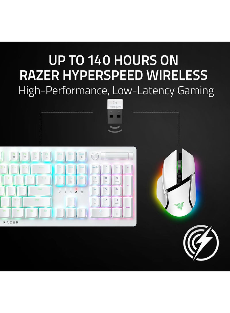 Basilisk V3 Pro 35K Wireless Gaming Mouse: HyperScroll Tilt Wheel - 35K DPI Optical Sensor Gen 2-13 Customizable Controls - Chroma RGB - Optical Switches Gen 3 - Up to 140 Hr Battery - White