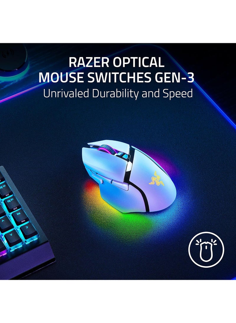 Basilisk V3 Pro 35K Wireless Gaming Mouse: HyperScroll Tilt Wheel - 35K DPI Optical Sensor Gen 2-13 Customizable Controls - Chroma RGB - Optical Switches Gen 3 - Up to 140 Hr Battery - White