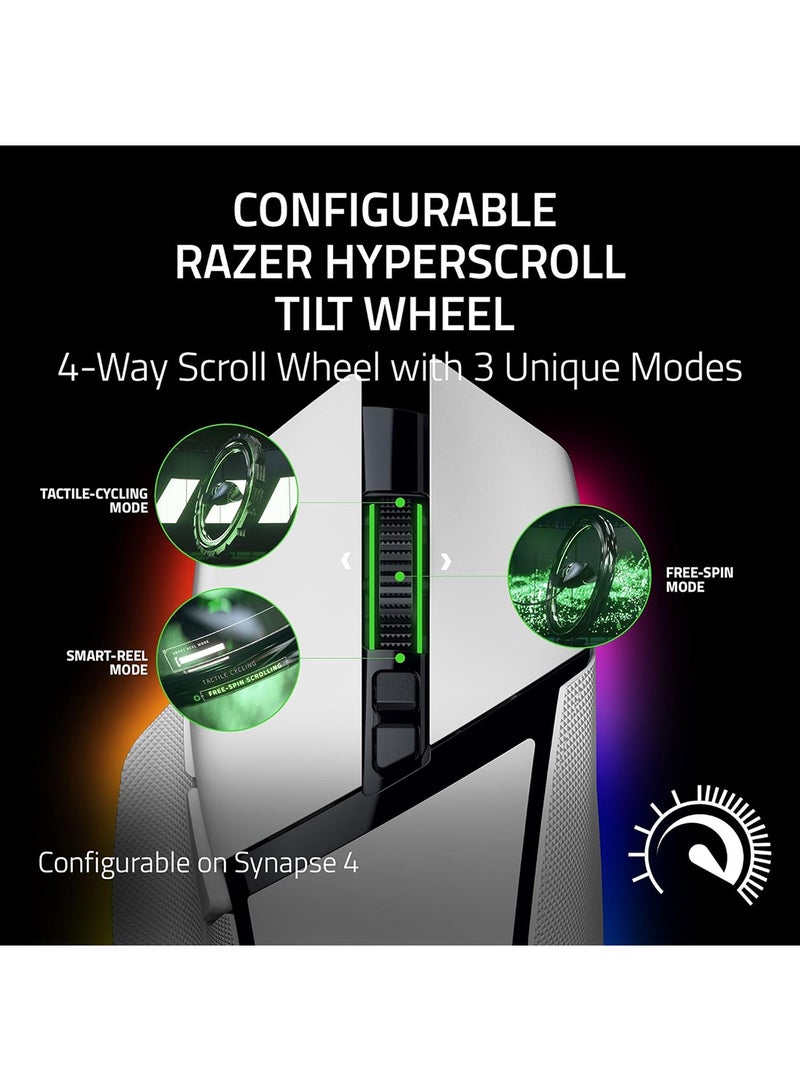 Basilisk V3 Pro 35K Wireless Gaming Mouse: HyperScroll Tilt Wheel - 35K DPI Optical Sensor Gen 2-13 Customizable Controls - Chroma RGB - Optical Switches Gen 3 - Up to 140 Hr Battery - White