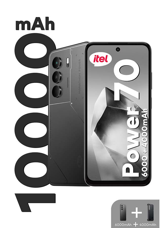 إيتيل P70 Dual SIM Black 4+4GB RAM 128GB 4G With Charging Case - Middle East Version  - Image 1