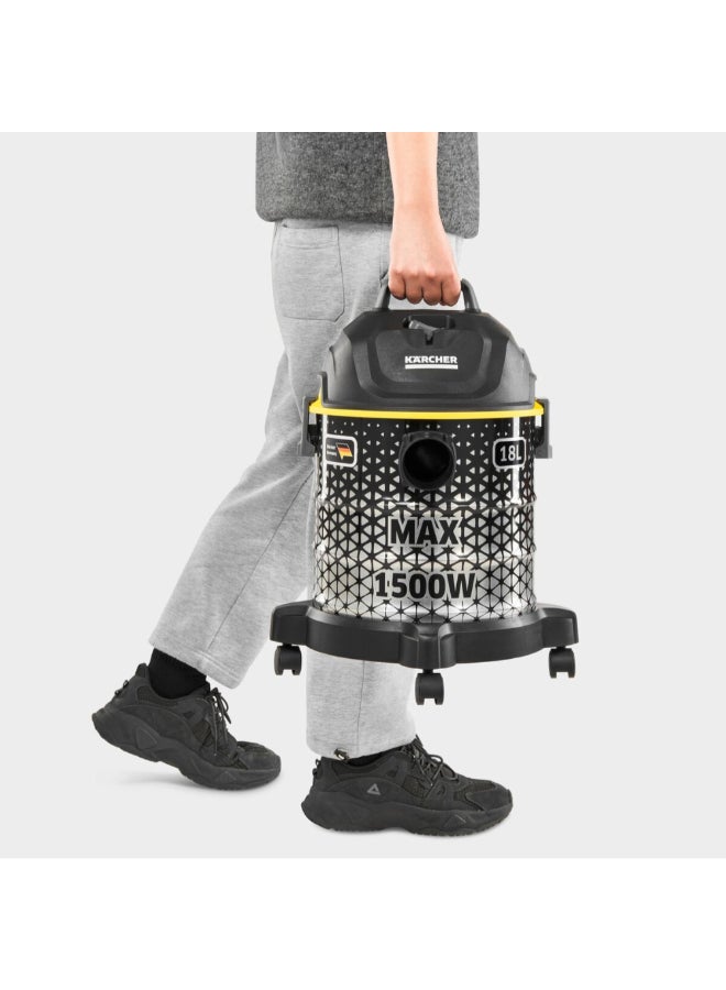 KARCHER Large Operating Radius Drum Vacuum Cleaner 1500 W JE1.723-970 Black and Silver  - Image 4