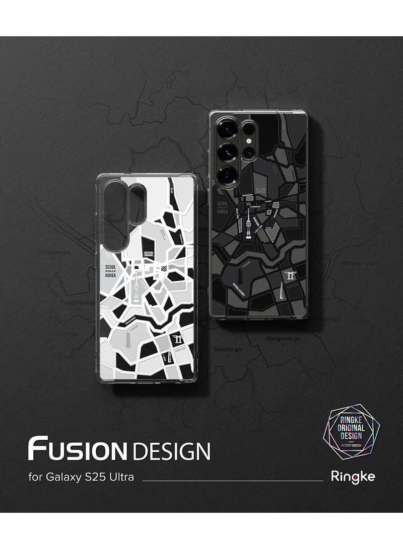 Ringke - Ringke Fusion Design Compatible with  Augmented Shockproof Protective Phone Cover Designed for Samsung Galaxy S25 Ultra Case Seoul Map white - Image 1