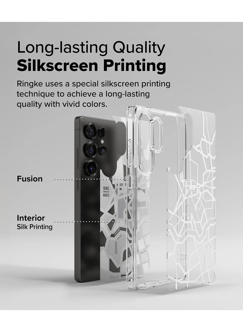 Ringke - Ringke Fusion Design Compatible with  Augmented Shockproof Protective Phone Cover Designed for Samsung Galaxy S25 Ultra Case Seoul Map white - Image 1