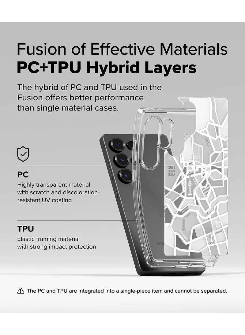 Ringke - Ringke Fusion Design Compatible with  Augmented Shockproof Protective Phone Cover Designed for Samsung Galaxy S25 Ultra Case Seoul Map white - Image 1