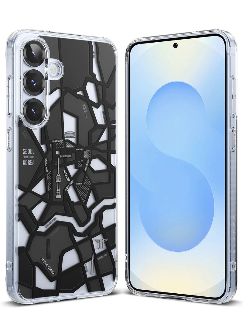 Ringke Fusion Design Compatible with  Augmented Shockproof Protective Phone Cover Designed for Samsung Galaxy S25 Case Seoul Map Black - Image 1