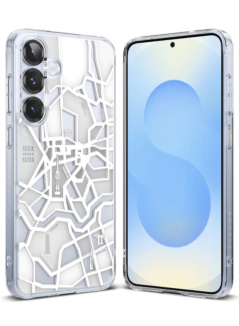 Ringke Fusion Design Compatible with Augmented Shockproof Protective Phone Cover Designed for Samsung Galaxy S25 Case Seoul Map white - Image 1