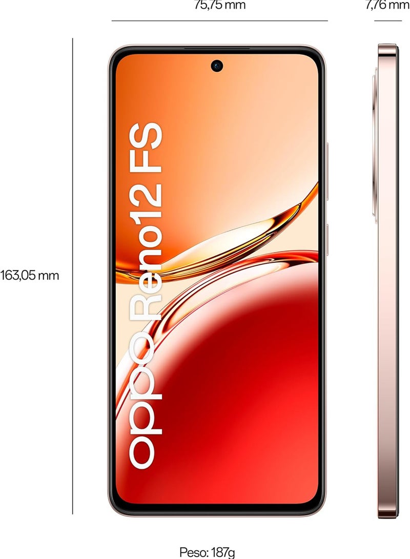 أوبو Reno12 FS 4G Dual SIM 8GB RAM 512GB ROM Amber Orange - International Version  - Image 3