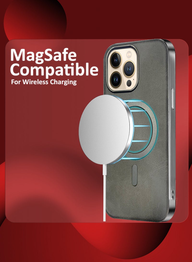 MARGOUN iPhone 13 Pro Max Leather Case 3 Pack, 1 Case 2 Screen Protectors, Compatible with Magsafe, Vintage Aesthetic, Comfort Grip, Camera Bump Frame Dark Grey-3  - Image 3
