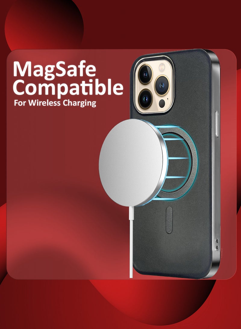 MARGOUN iPhone 13 Pro Max Leather Case 2 Pack, 1 Case 1 Screen Protector, Compatible with Magsafe, Vintage Aesthetic, Comfort Grip, Camera Bump Frame Black-2 - Image 3