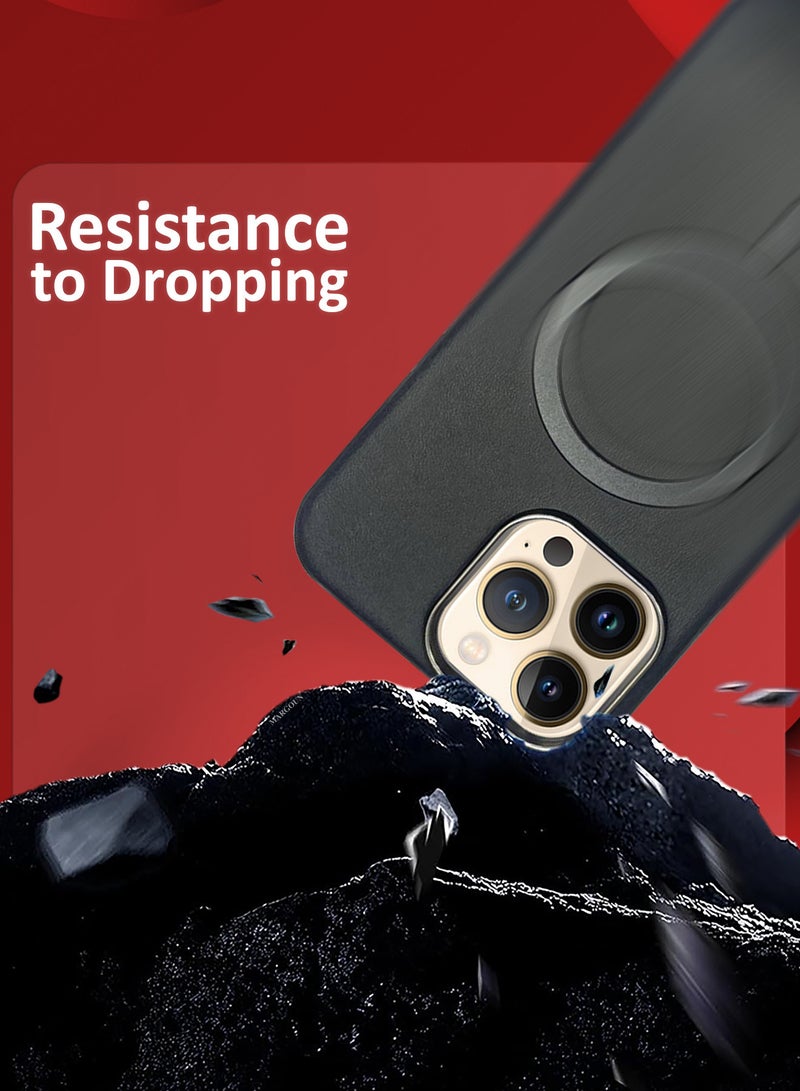 MARGOUN iPhone 13 Pro Max Leather Case 2 Pack, 1 Case 1 Screen Protector, Compatible with Magsafe, Vintage Aesthetic, Comfort Grip, Camera Bump Frame Black-2 - Image 5