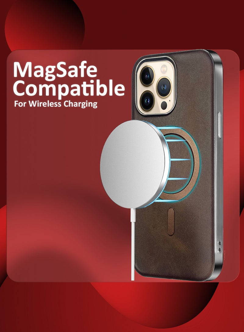 MARGOUN - iPhone 13 Pro Max Leather Case 2 Pack, 1 Case 1 Screen Protector, Compatible with Magsafe, Vintage Aesthetic, Comfort Grip,Camera Bump Frame Dark Brown-2 - Image 1