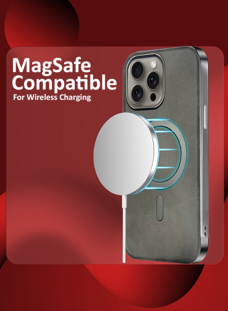 MARGOUN iPhone 15 Pro Max Leather Case 2 Pack, 1 Case 1 Screen Protector, Compatible with Magsafe, Vintage Aesthetic, Comfort Grip, Camera Bump Frame Dark Grey-2  - Image 3