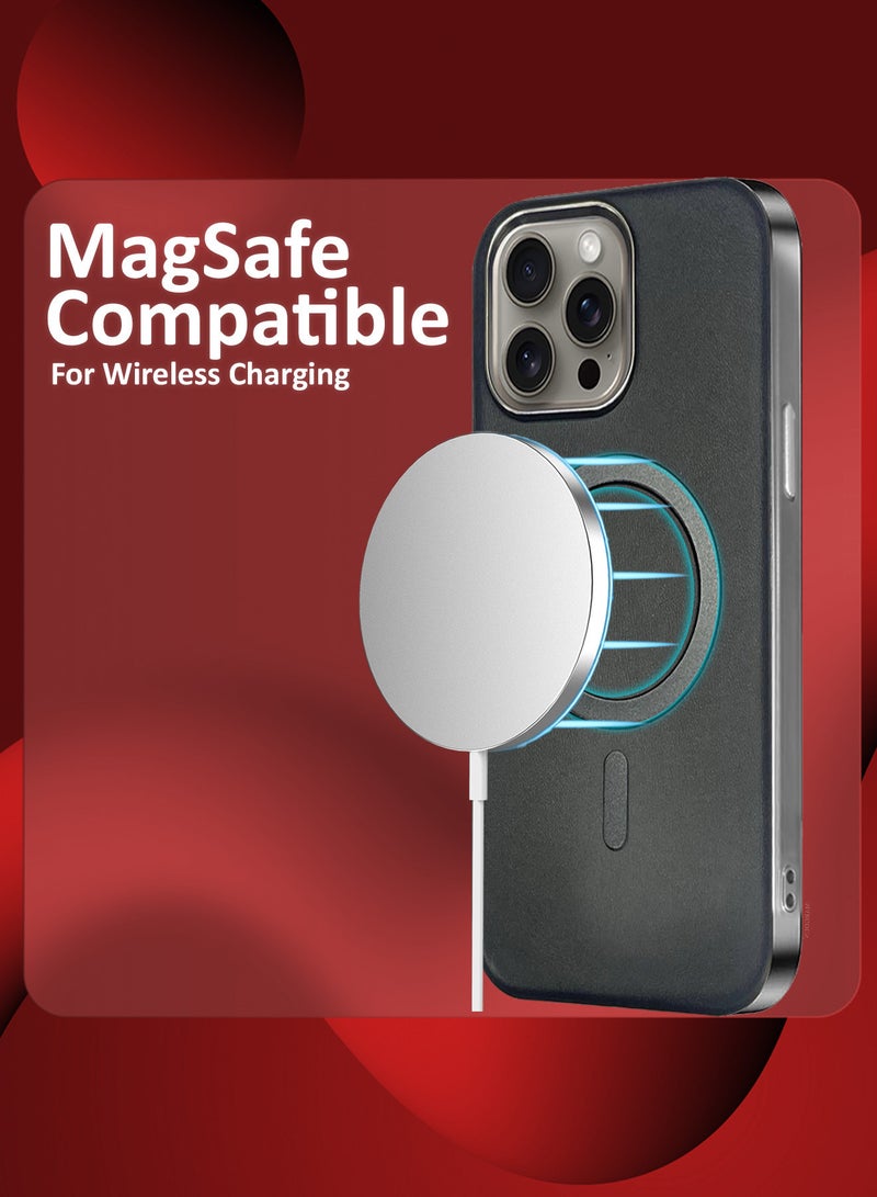 MARGOUN iPhone 15 Pro Max Leather Case 3 Pack, 1 Case 2 Screen Protectors, Compatible with Magsafe, Vintage Aesthetic, Comfort Grip, Camera Bump Frame Black-3 - Image 3