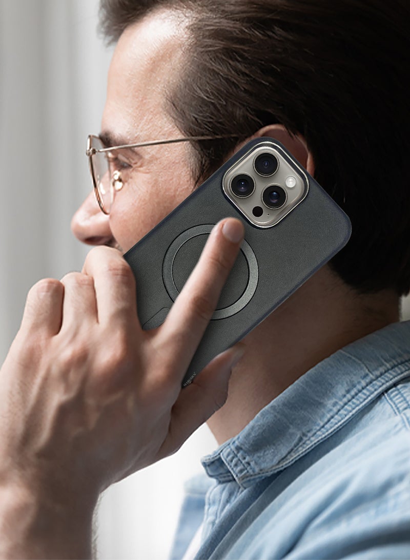 MARGOUN iPhone 15 Pro Max Leather Case 3 Pack, 1 Case 2 Screen Protectors, Compatible with Magsafe, Vintage Aesthetic, Comfort Grip, Camera Bump Frame Black-3 - Image 5