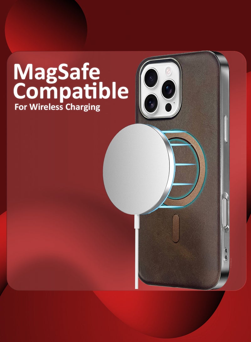 مارجون iPhone 16 Pro Max Leather Case 3 Pack, 1 Case 2 Screen Protectors, Compatible with Magsafe, Vintage Aesthetic, Comfort Grip, Camera Bump Frame Dark Brown-3 - Image 3