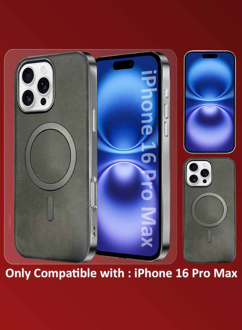 مارجون حافظة جلدية لجهاز iPhone 16 Pro Max 3 عبوات، 1 حافظة 2 واقيات شاشة، متوافقة مع Magsafe، جمالية عتيقة، قبضة مريحة، إطار لحماية الكاميرا - Image 3