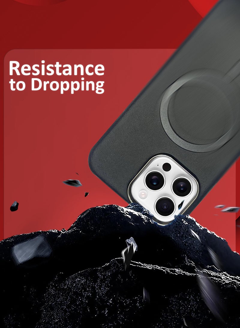 مارجون حافظة جلدية لجهاز iPhone 16 Pro Max، متوافقة مع Magsafe، جمالية عتيقة، قبضة مريحة، إطار لحماية الكاميرا - Image 5