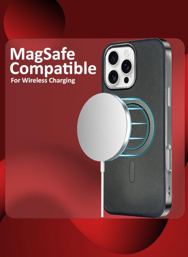 مارجون حافظة جلدية لجهاز iPhone 16 Pro Max، متوافقة مع Magsafe، جمالية عتيقة، قبضة مريحة، إطار لحماية الكاميرا - Image 3