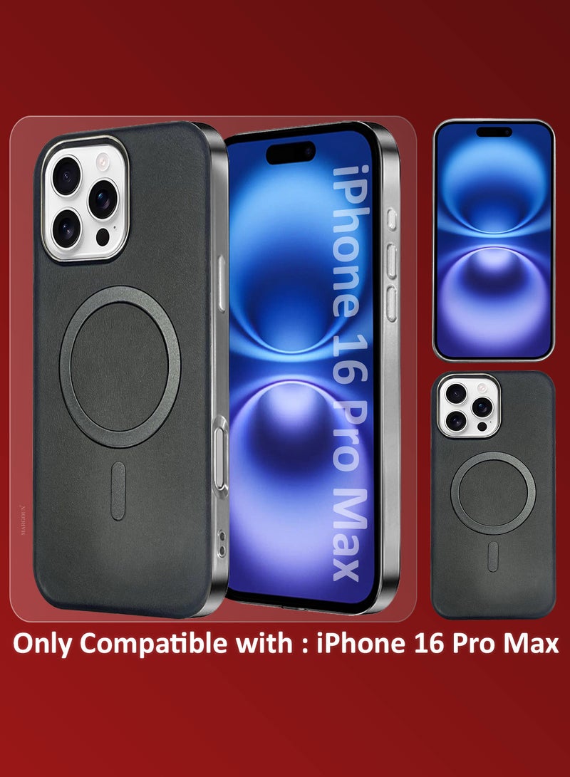 مارجون حافظة جلدية لجهاز iPhone 16 Pro Max، متوافقة مع Magsafe، جمالية عتيقة، قبضة مريحة، إطار لحماية الكاميرا - Image 2