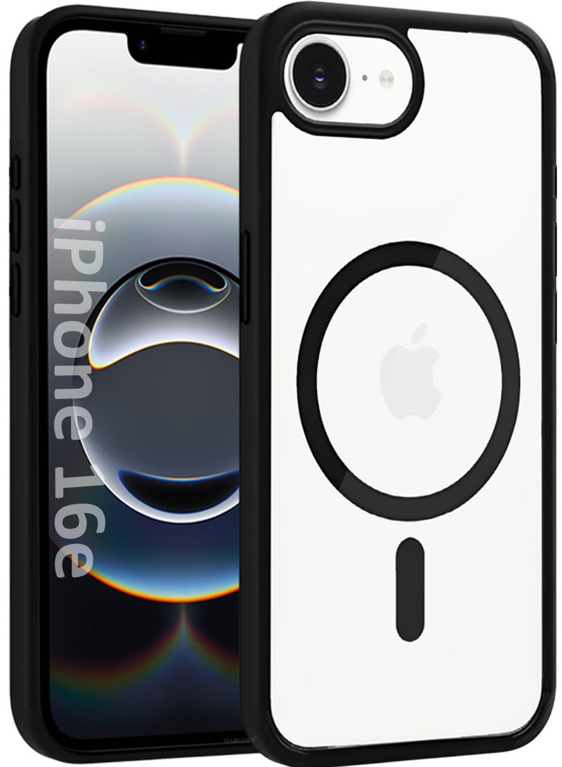 MARGOUN - iPhone 16E Case Cover Ultra Durable MagSafe Shockproof Slim and Scratch Resistant Premium MagSafe Case - Clear/Black Clear/Black - Image 1