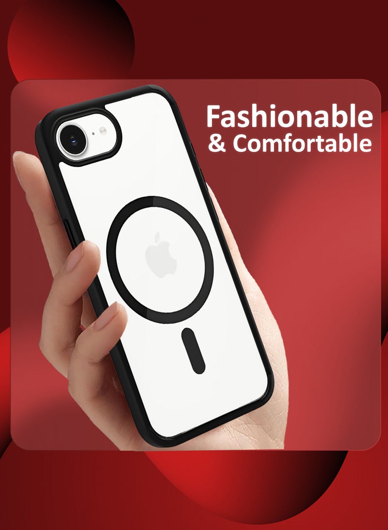 مارجون iPhone 16E 2Packs Case Cover Ultra Durable MagSafe Shockproof Slim and Scratch Resistant Premium MagSafe Case with 3D Screen Protector - Clear/Black Clear/Black-2 - Image 4