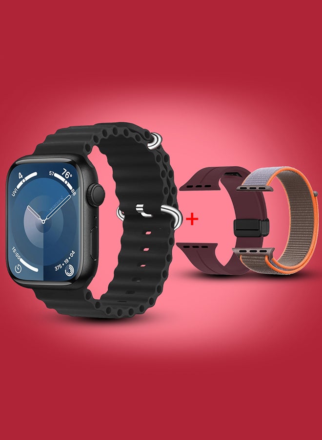 مارجون ساعة ذكية متعقبة للياقة البدنية 44 مم لنظامي أندرويد و iOS مع 3 أحزمة استبدال وكابل شحن  - Image 4