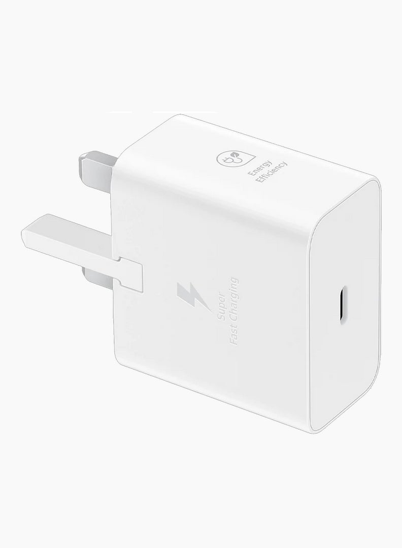 Samsung - 25W Adapter 3-Pin USB-C Super Fast Charging Wall Adapter - White White - Image 1