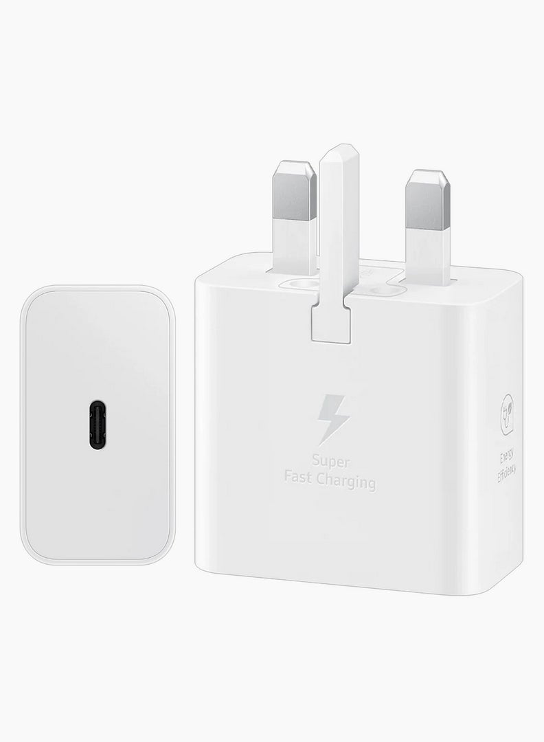 Samsung - 25W Adapter 3-Pin USB-C Super Fast Charging Wall Adapter - White White - Image 1