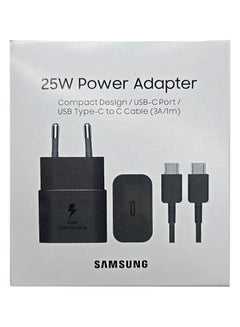Samsung 25W USB-C Adapter Super Fast Charging Wall Adapter with 3A/1m USB-C to USB-C Cable - Black Black  - Image 1