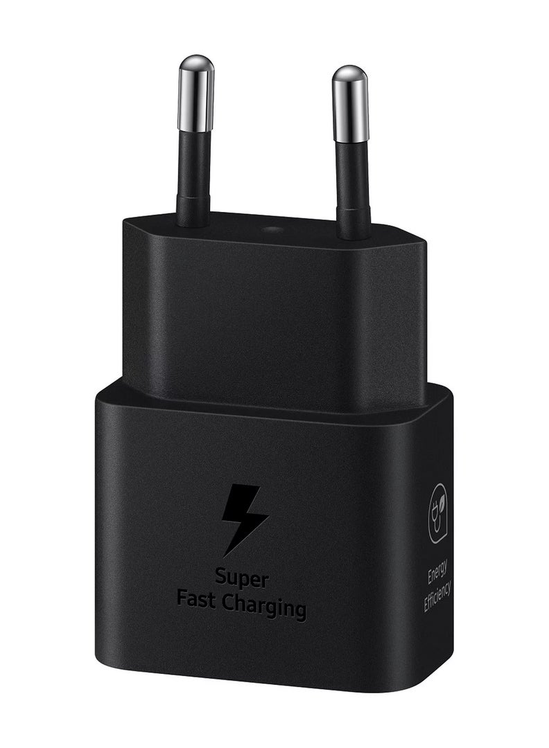 Samsung - 25W USB-C Adapter Super Fast Charging Wall Adapter with 3A/1m USB-C to USB-C Cable - Black Black - Image 1