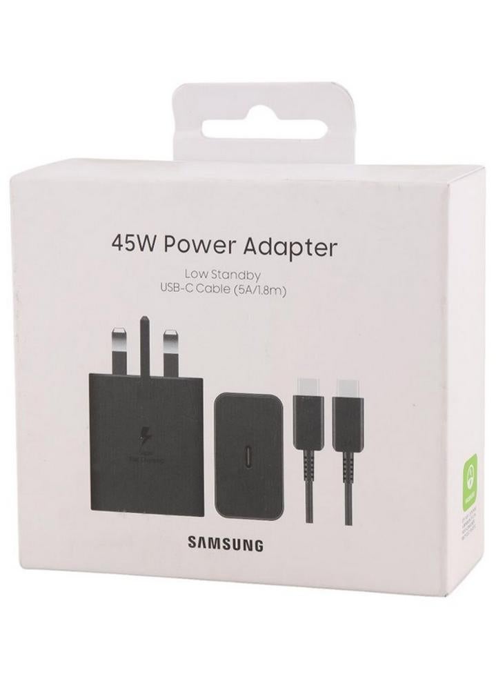 سامسونج محول طاقة 45 واط مع كابل USB-C 5A بطول 1.8 متر للشحن السريع الفائق للأجهزة المتوافقة - Image 1