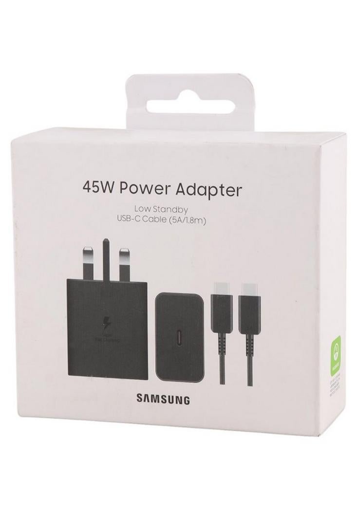Samsung 45W Power Adapter with USB-C Cable 5A 1.8m Super Fast Charging for Compatible Devices Black - Image 1