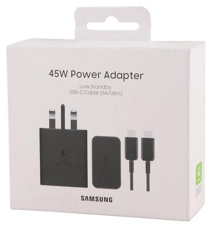 سامسونج محول طاقة 45 واط مع كابل USB-C 5A بطول 1.8 متر للشحن السريع الفائق للأجهزة المتوافقة - Image 1