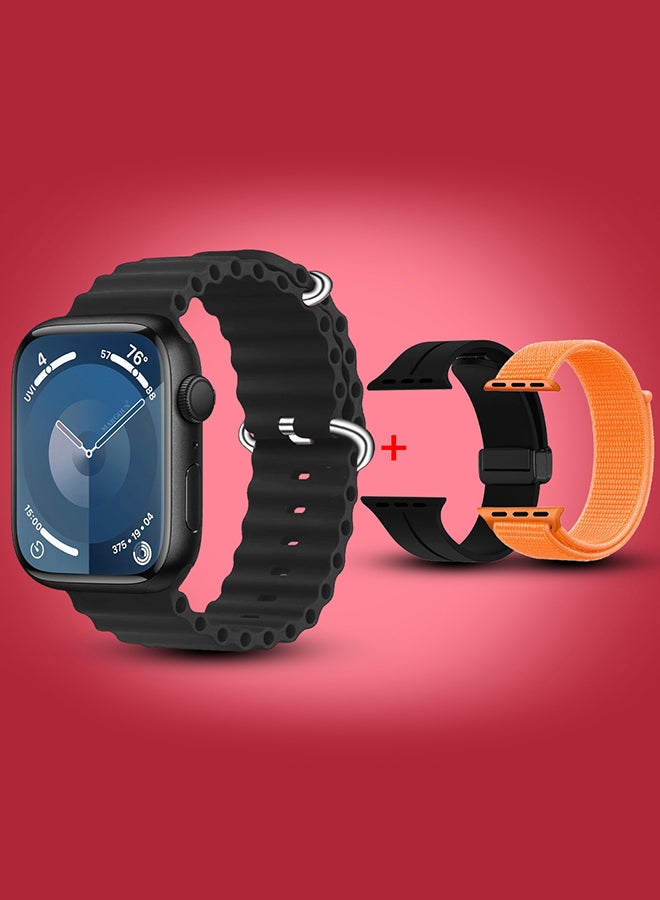 MARGOUN Smart Watch Fitness Tracker 44mm for Android and Ios with 3 Replacement Bands and Charging Cable- Multicolour-3 - Image 3