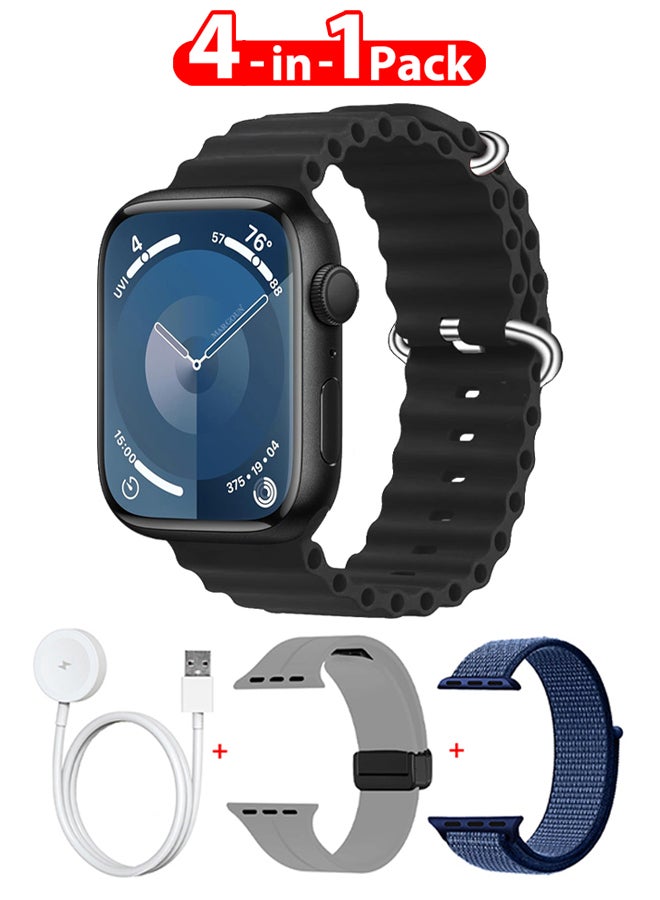 مارجون Smart Watch Fitness Tracker 44mm for Android and Ios with 3 Replacement Bands and Charging Cable - Multicolour-7 - Image 1