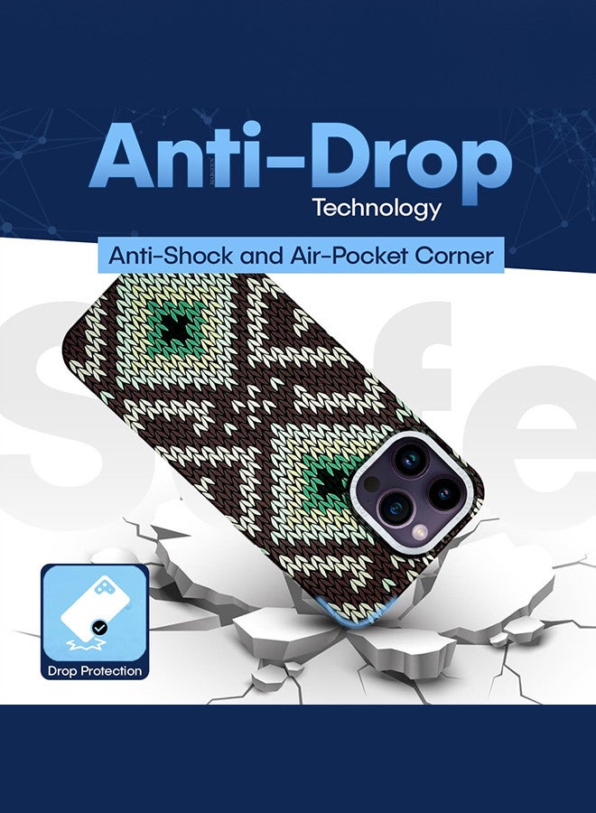 MARGOUN iPhone 14 Pro Max 2Packs MagEZ Case Cover Fusion Weaving Pattern Kevlar Fiber Bulletproof Vest Cover Protective Ultra Slim Magnetic, Screen and Camera Guard - Black Green Black Green-2k - Image 5