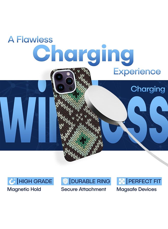 MARGOUN iPhone 14 Pro Max 2Packs MagEZ Case Cover Fusion Weaving Pattern Kevlar Fiber Bulletproof Vest Cover Protective Ultra Slim Magnetic, Screen and Camera Guard - Black Green Black Green-2k - Image 3