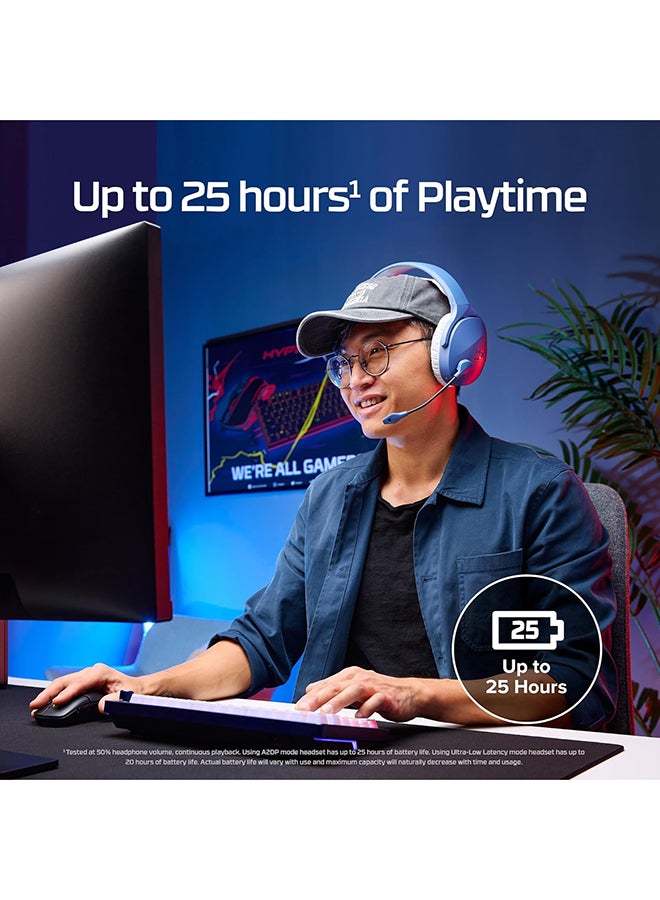 HYPERX Cloud Get Wireless Gaming Headset, 40mm Drivers, 20Hz to 20kHz Frequency, Unidirectional, Swivel-To-Mute Boom Mic, Bluetooth 5.3, Up to 15M Wireless Range, Blue | AM7A0AA - Image 3