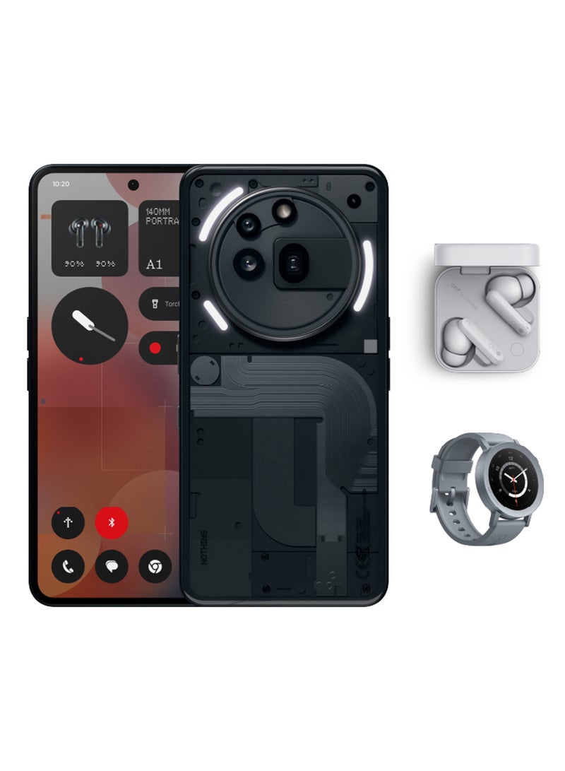 Nothing Phone 3a Pro 5G Dual SIM Black 12GB RAM 256GB With CMF Buds And CMF Watch Pro 2 - Middle East Version - Image 1