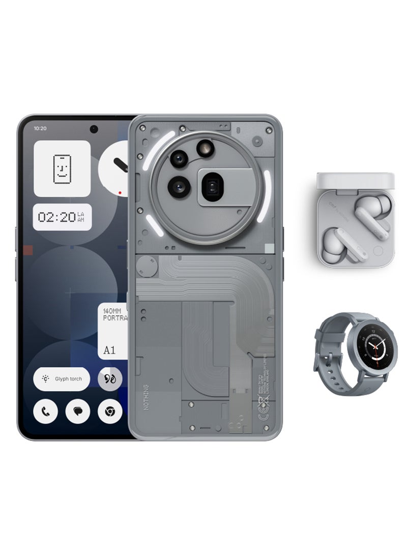 نوثينج هاتف 3a برو 5G ثنائي الشريحة رمادي 12 جيجابايت رام 256 جيجابايت مع سماعات CMF وساعة CMF برو 2 - نسخة الشرق الأوسط - Image 1