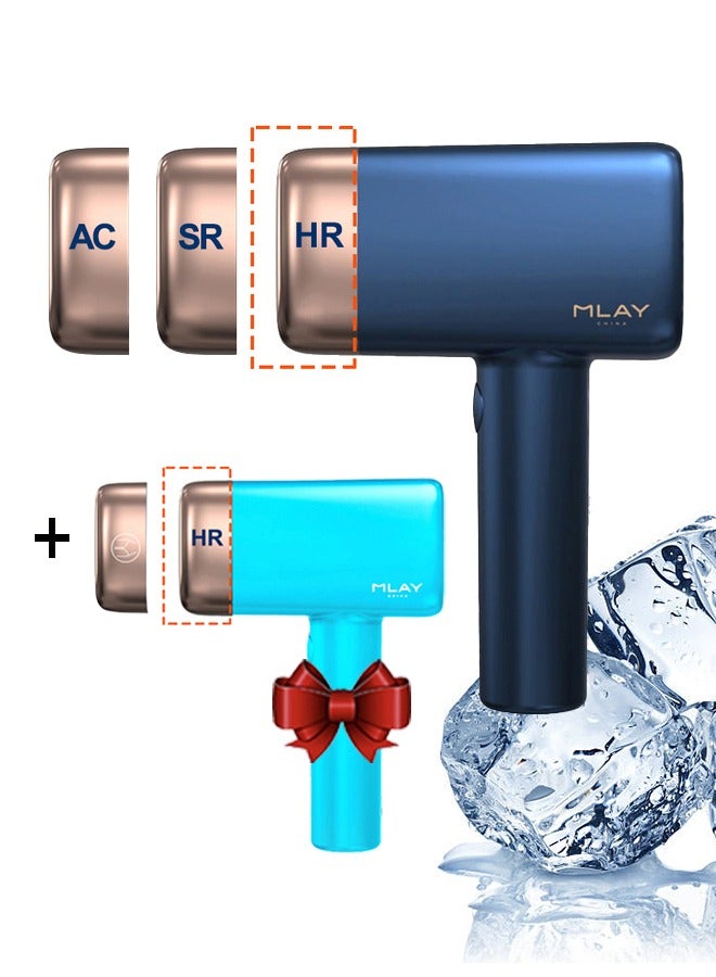 MLAY Updated T14 IPL Laser Painless Hair Removal Device With HR AC SR Lamp 3℃ Cold Compress/5-Levels/500000 Pulses Free Gift T14 Hair Removal Device (1*HR+1*BJN) Dark Blue - Image 1